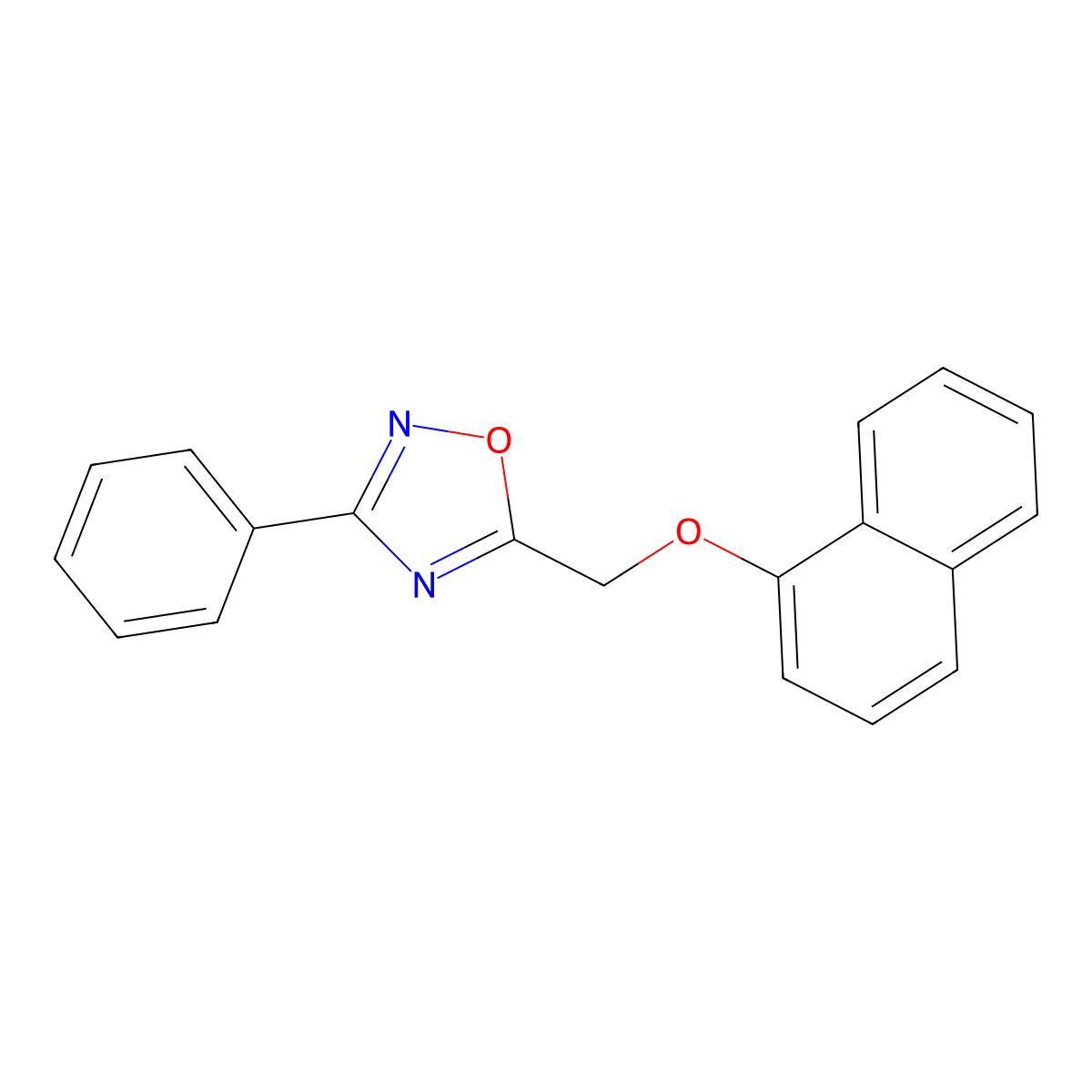 5-(Naphthalen-1-yloxymethyl)-3-phenyl-1,2,4-oxadiazole molecular structure, CAS 352652-25-6