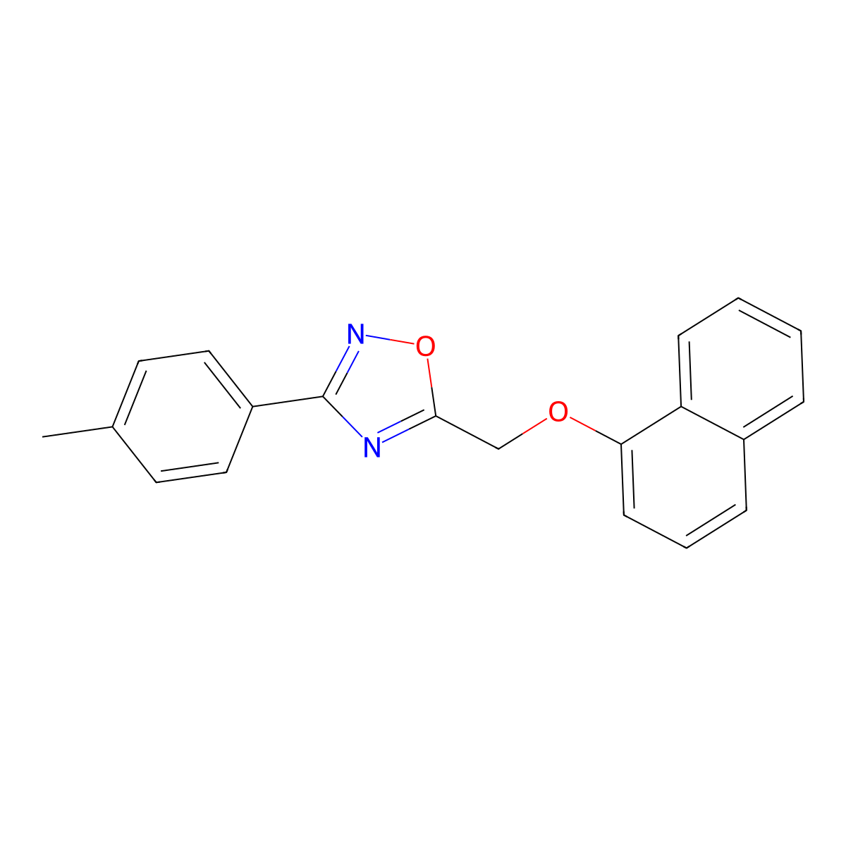 3-(4-Methylphenyl)-5-(naphthalen-1-yloxymethyl)-1,2,4-oxadiazole molecular structure, CAS 352652-26-7