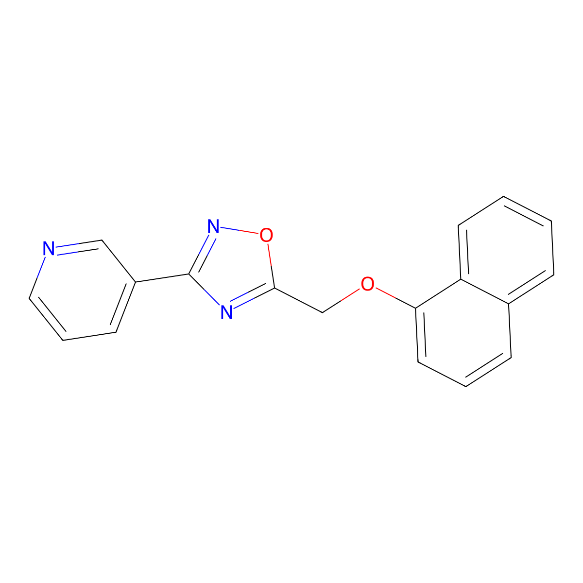 5-(Naphthalen-1-yloxymethyl)-3-pyridin-3-yl-1,2,4-oxadiazole molecular structure, CAS 352652-27-8