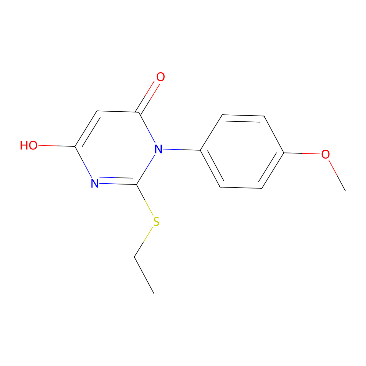 2-(ethylsulfanyl)-6-hydroxy-3-(4-methoxyphenyl)pyrimidin-4(3H)-one molecular structure, CAS 352656-65-6