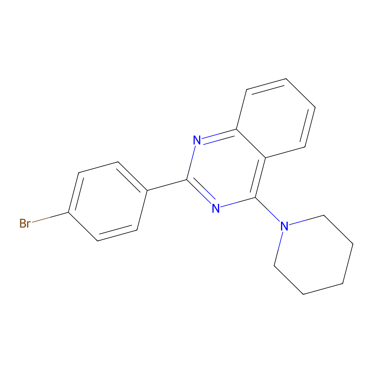 2-(4-Bromophenyl)-4-piperidin-1-ylquinazoline molecular structure, CAS 352657-22-8