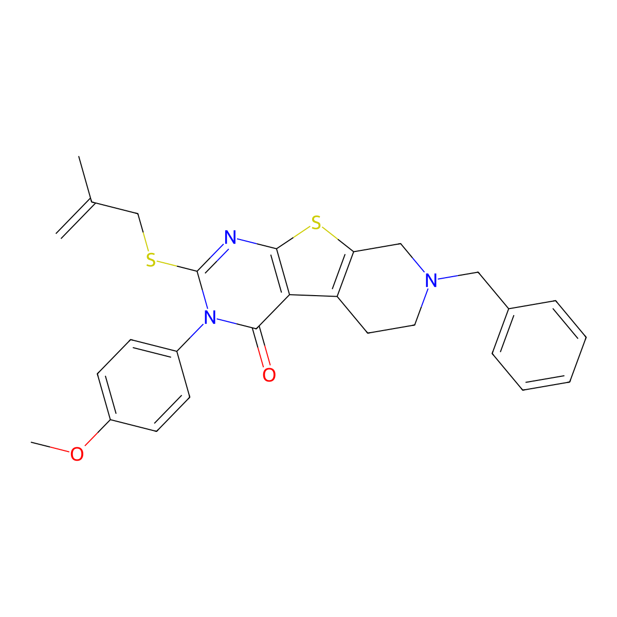 7-benzyl-3-(4-methoxyphenyl)-2-(2-methylprop-2-enylsulfanyl)-6,8-dihydro-5H-pyrido[2,3]thieno[2,4-b]pyrimidin-4-one molecular structure, CAS 352657-93-3