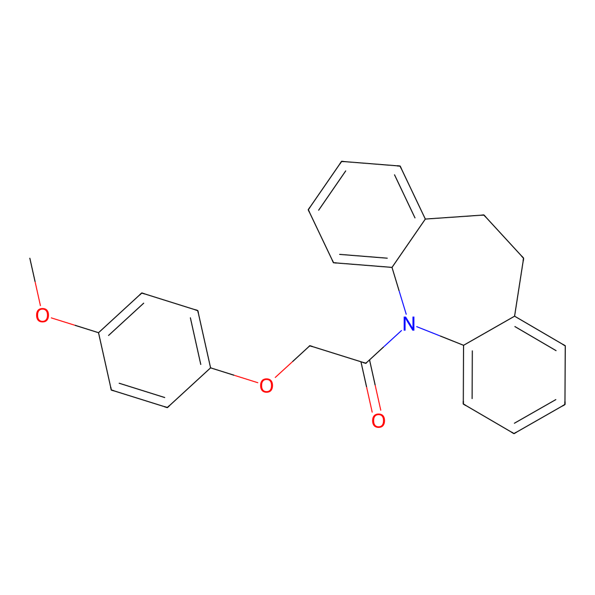 1-(5,6-Dihydrobenzo[b][1]benzazepin-11-yl)-2-(4-methoxyphenoxy)ethanone molecular structure, CAS 352658-35-6