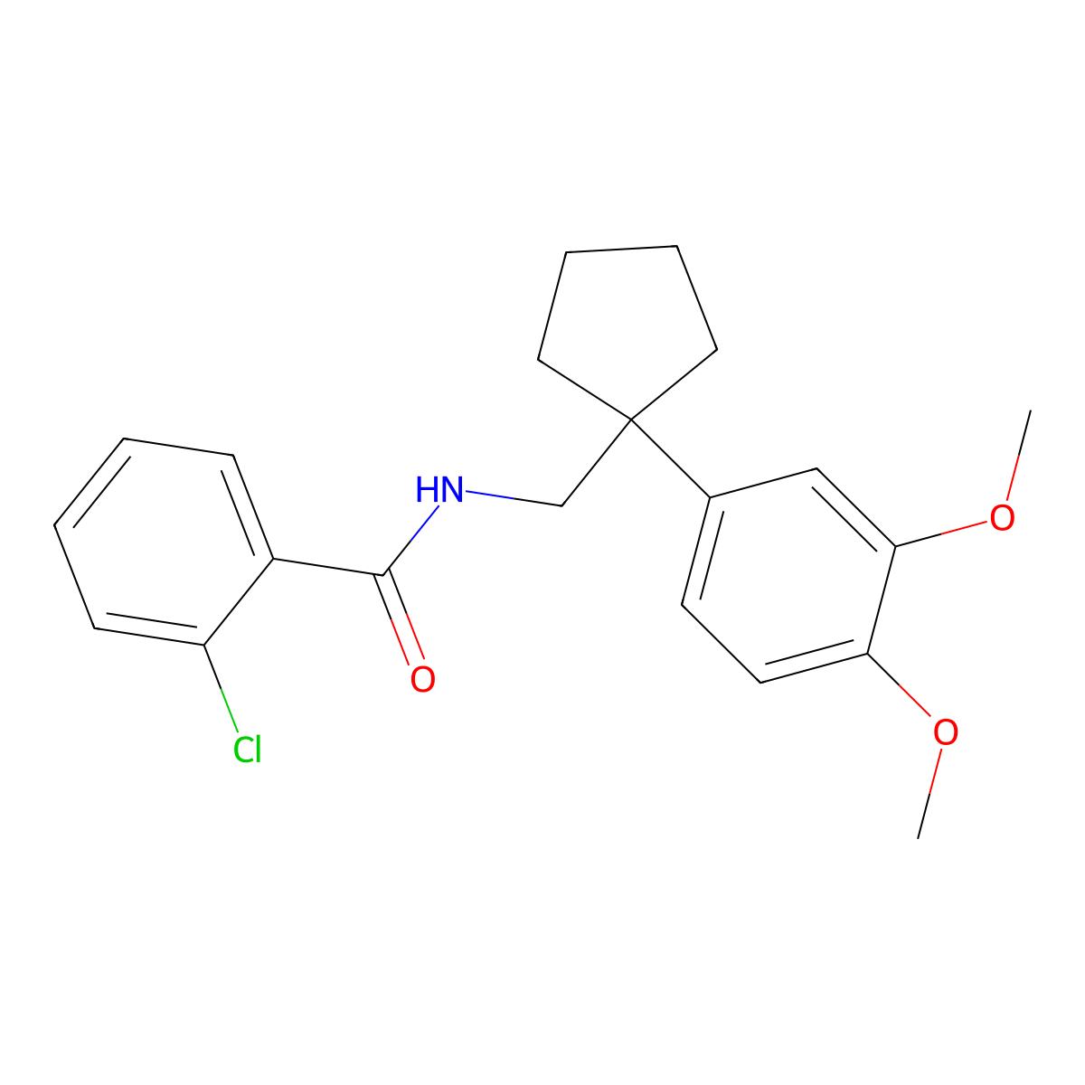 2-chloro-N-[[1-(3,4-dimethoxyphenyl)cyclopentyl]methyl]benzamide molecular structure, CAS 352659-07-5