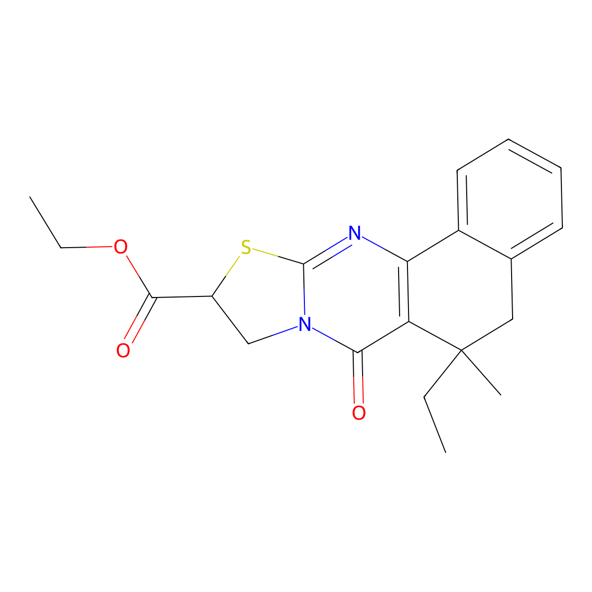 ethyl 6-ethyl-6-methyl-7-oxo-5,7,9,10-tetrahydro-6H-benzo[h][1,3]thiazolo[2,3-b]quinazoline-10-carboxylate molecular structure, CAS 352659-13-3