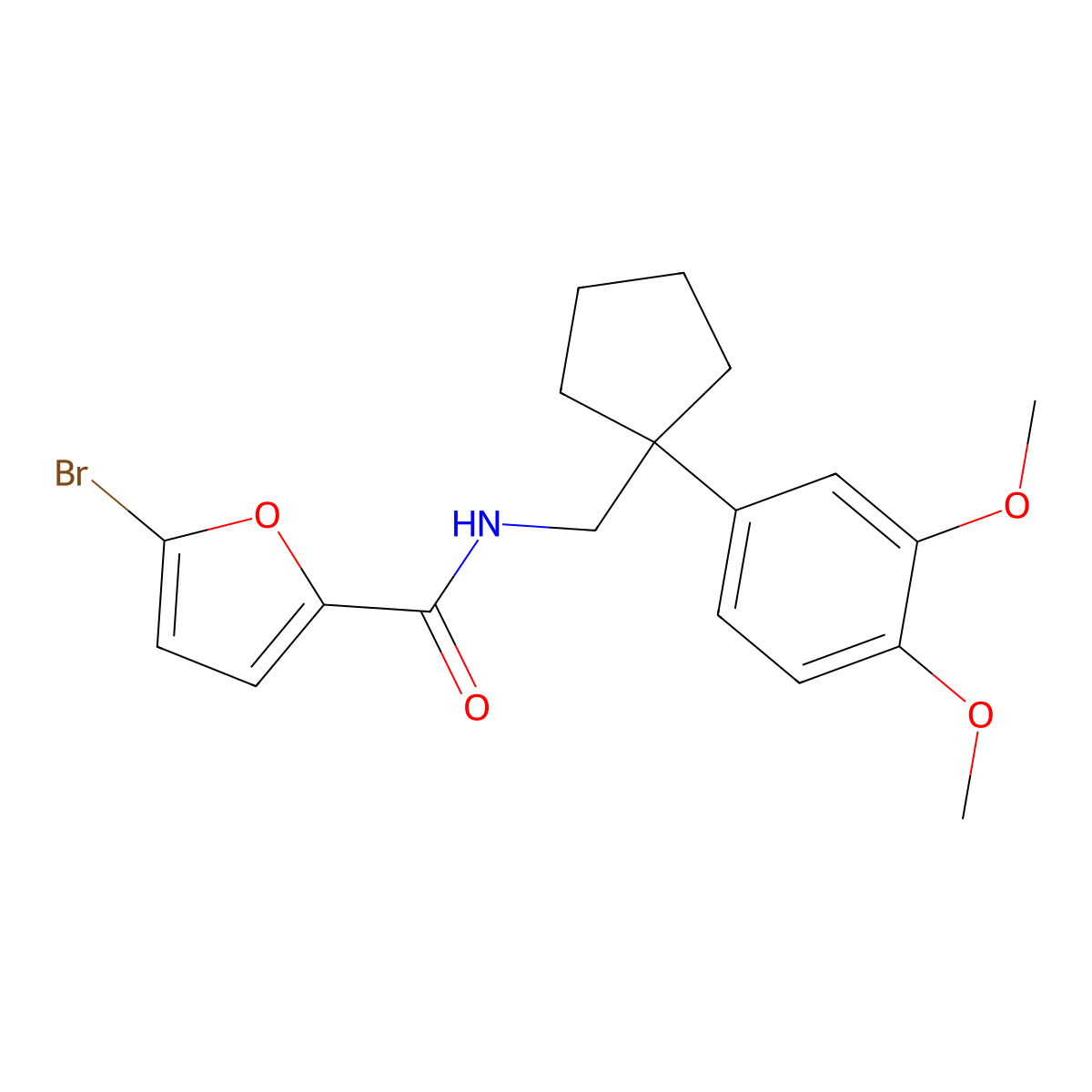 5-bromo-N-[[1-(3,4-dimethoxyphenyl)cyclopentyl]methyl]furan-2-carboxamide molecular structure, CAS 352659-14-4