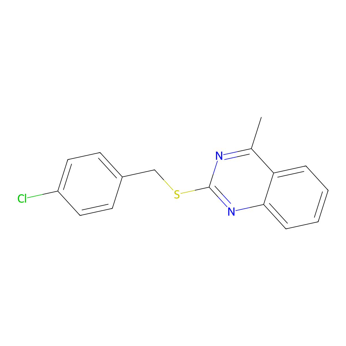 4-Chlorobenzyl 4-methyl-2-quinazolinyl sulfide molecular structure, CAS 352659-18-8