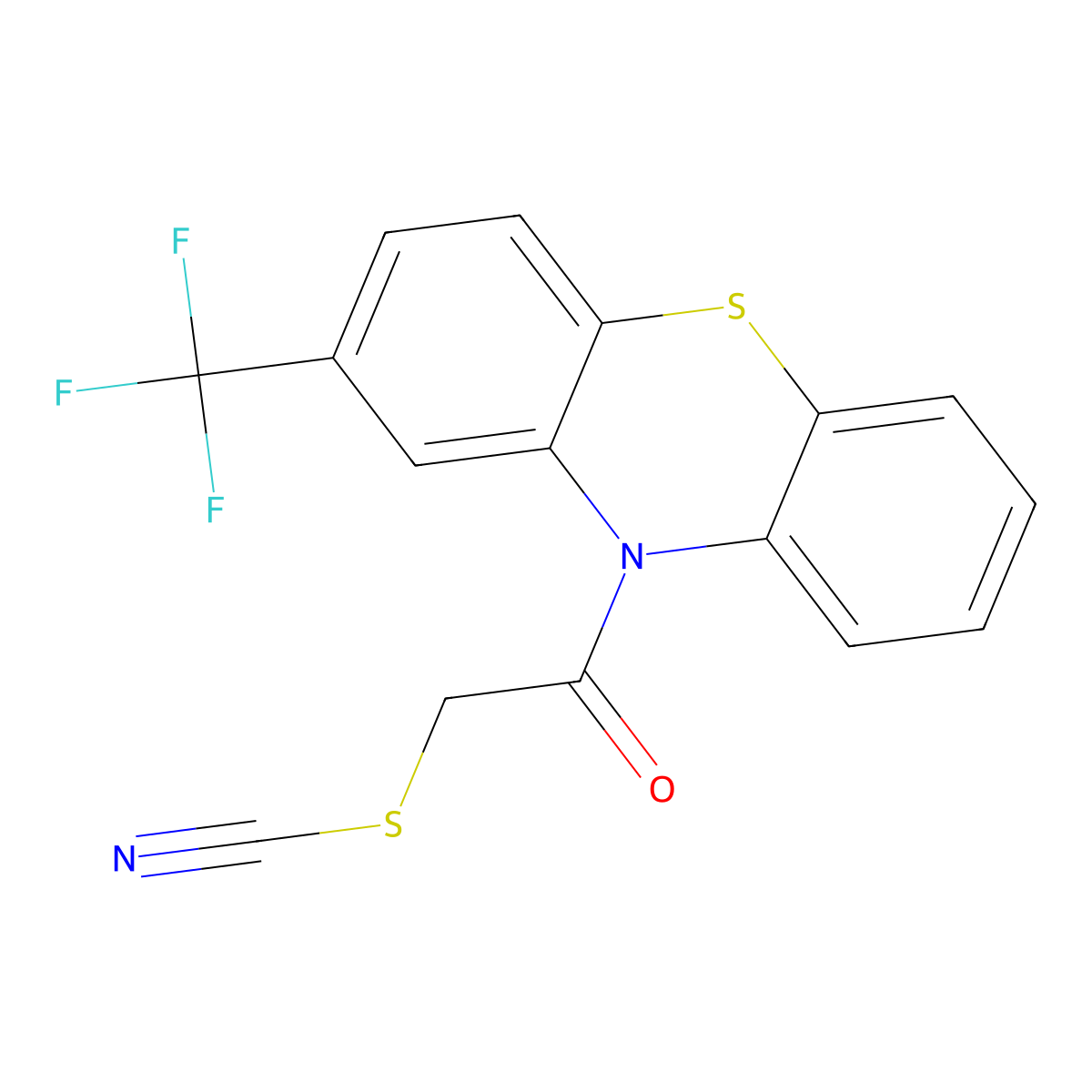 2-oxo-2-[2-(trifluoromethyl)-10H-phenothiazin-10-yl]ethyl thiocyanate molecular structure, CAS 352659-39-3
