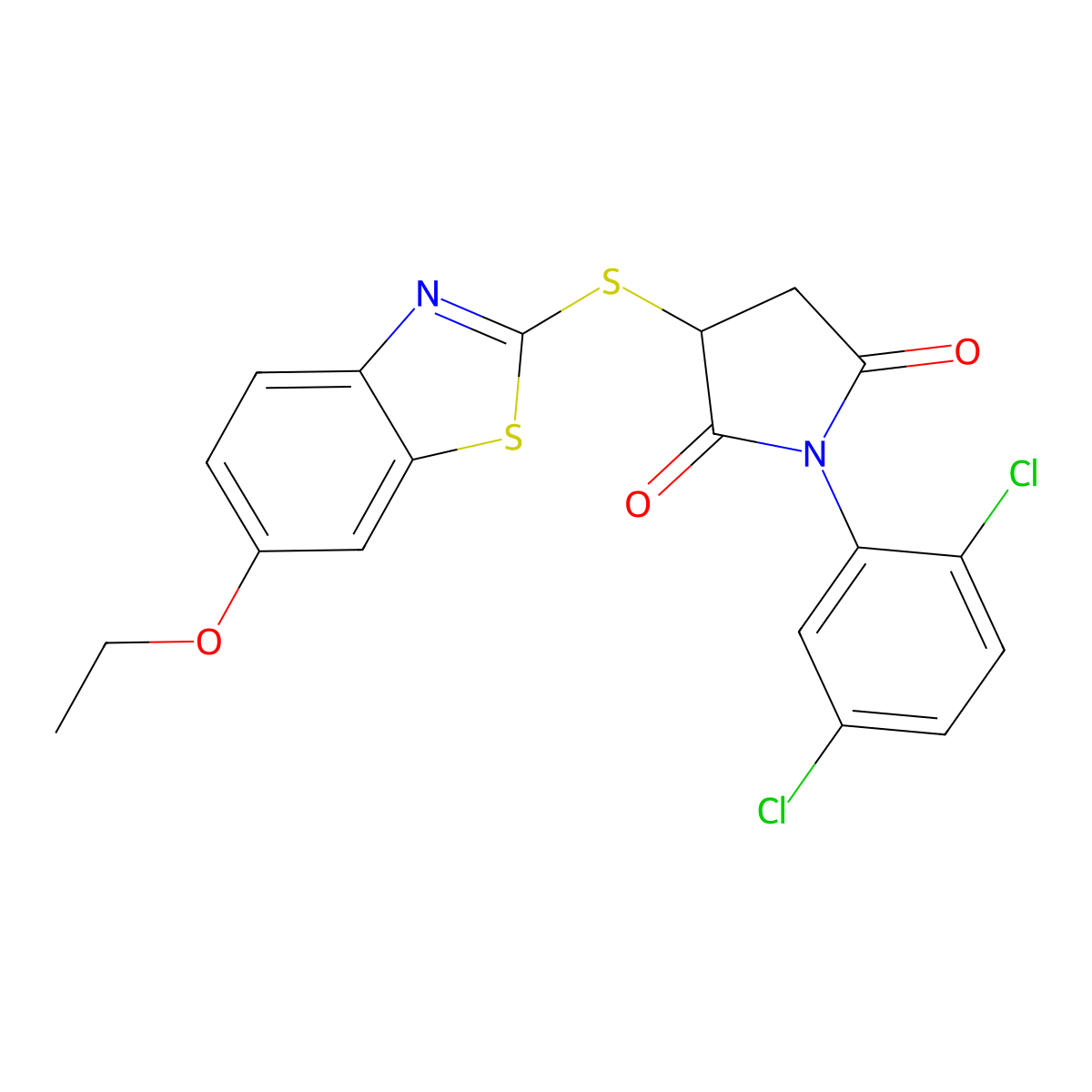1-(2,5-Dichlorophenyl)-3-[(6-ethoxy-1,3-benzothiazol-2-yl)sulfanyl]pyrrolidine-2,5-dione molecular structure, CAS 352659-49-5