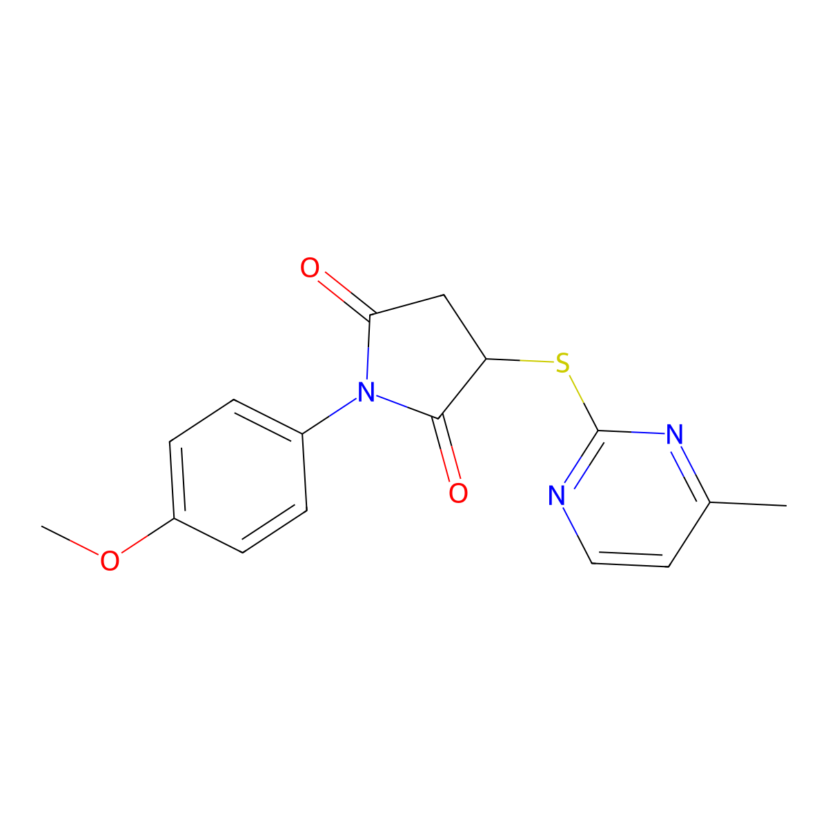 1-(4-Methoxyphenyl)-3-[(4-methyl-2-pyrimidinyl)sulfanyl]-2,5-pyrrolidinedione molecular structure, CAS 352659-51-9