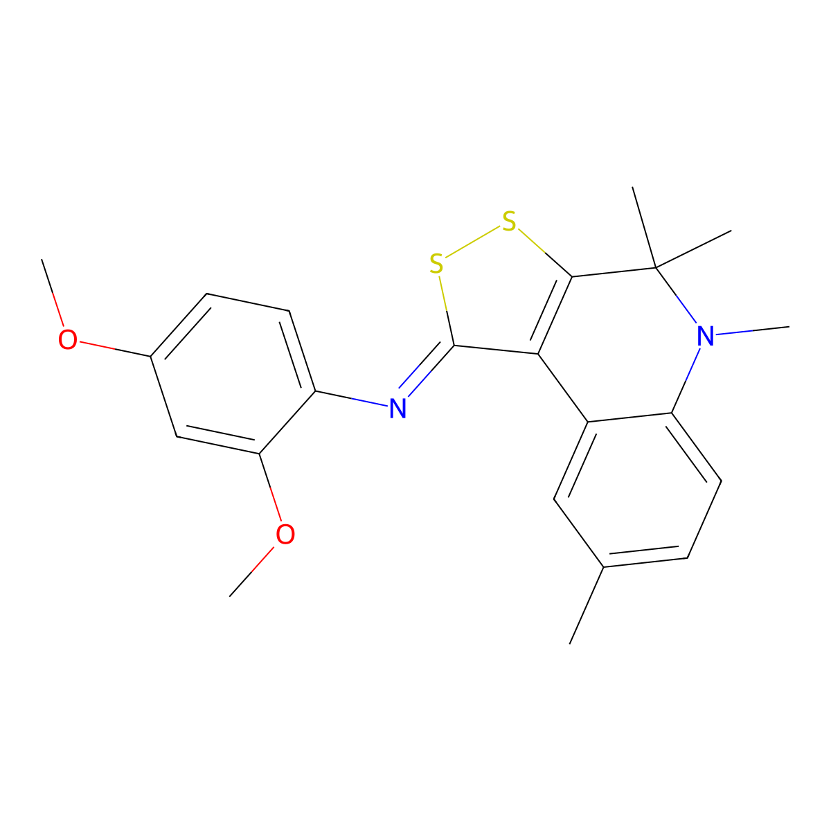 N-(2,4-dimethoxyphenyl)-4,4,5,8-tetramethyldithiolo[3,4-c]quinolin-1-imine molecular structure, CAS 352659-53-1