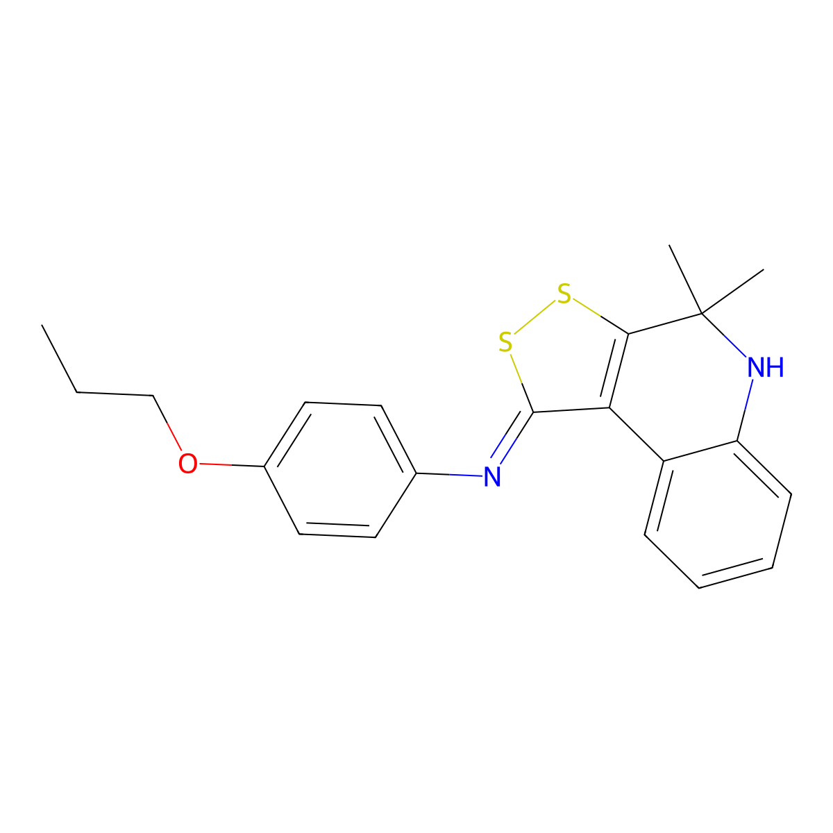 N-[(1Z)-4,4-dimethyl-4,5-dihydro-1H-[1,2]dithiolo[3,4-c]quinolin-1-ylidene]-4-propoxyaniline molecular structure, CAS 352659-54-2