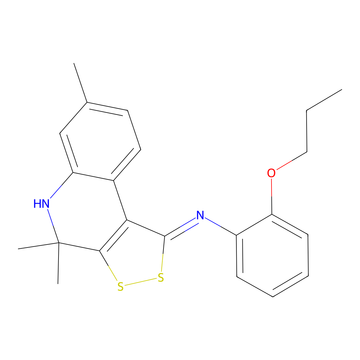 4,4,7-trimethyl-N-(2-propoxyphenyl)-5H-dithiolo[3,4-c]quinolin-1-imine molecular structure, CAS 352659-55-3