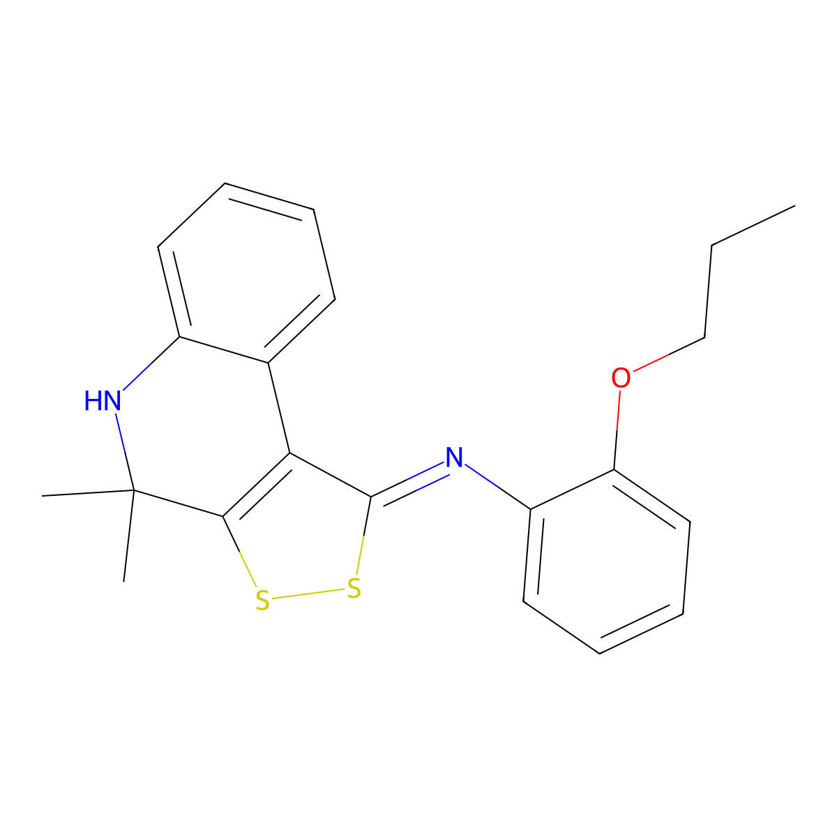 N-(4,4-dimethyl-4,5-dihydro-1H-[1,2]dithiolo[3,4-c]quinolin-1-ylidene)-N-(2-propoxyphenyl)amine molecular structure, CAS 352659-56-4