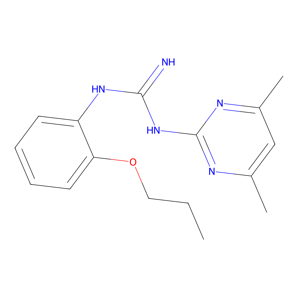 N-(4,6-dimethylpyrimidin-2-yl)-N'-(2-propoxyphenyl)guanidine molecular structure, CAS 352659-63-3