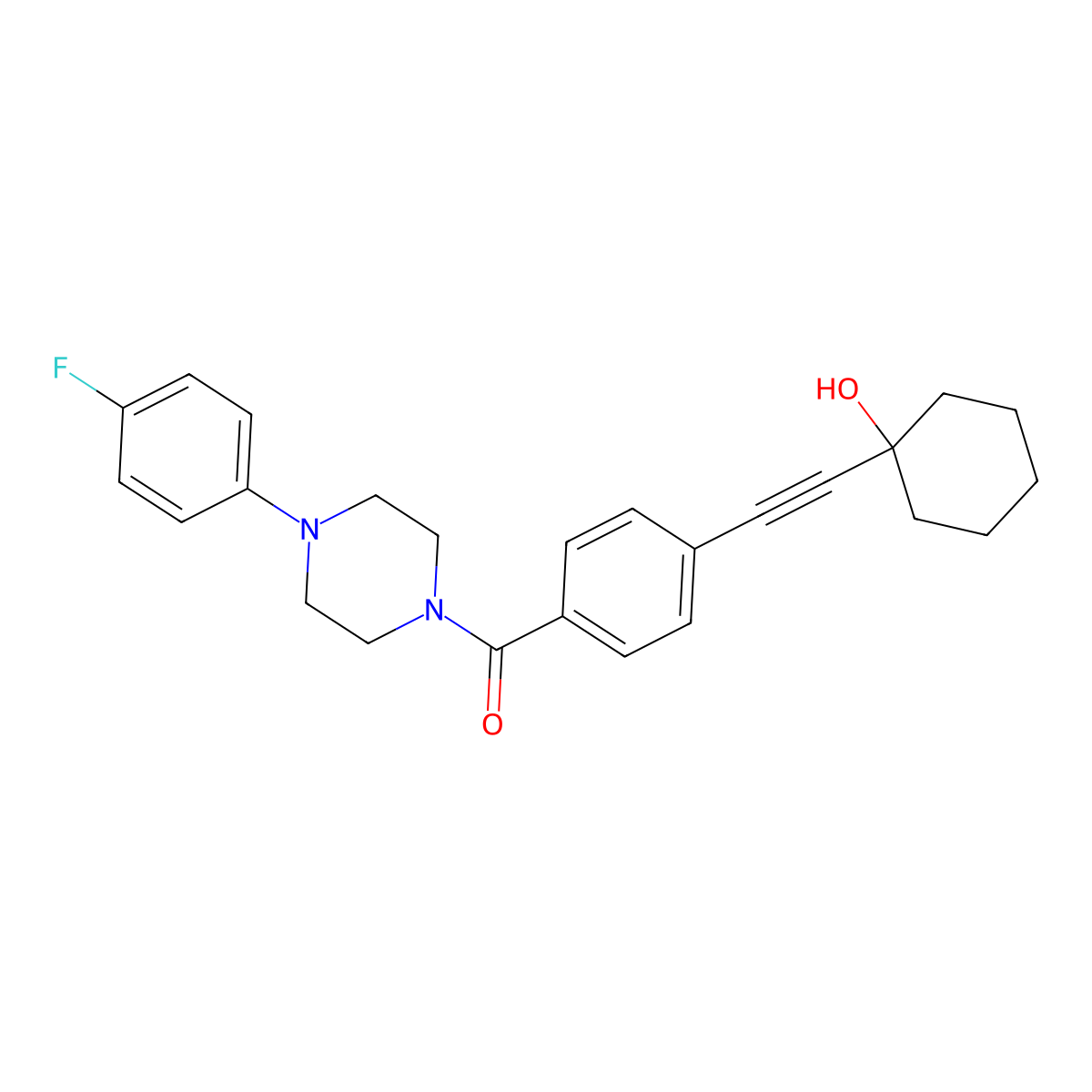 [4-(4-Fluorophenyl)piperazin-1-yl]{4-[(1-hydroxycyclohexyl)ethynyl]phenyl}methanone molecular structure, CAS 352659-80-4
