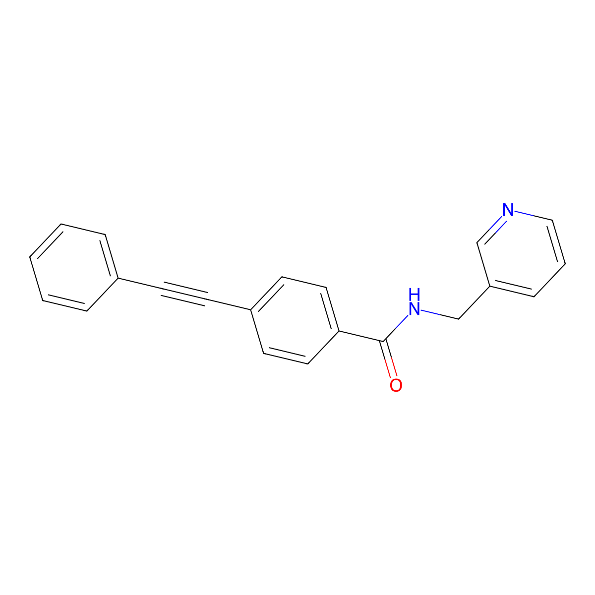 4-(phenylethynyl)-N-(pyridin-3-ylmethyl)benzamide molecular structure, CAS 352659-97-3