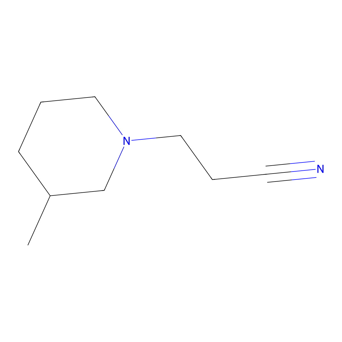 3-(3-Methylpiperidin-1-yl)propanenitrile molecular structure, CAS 35266-03-6