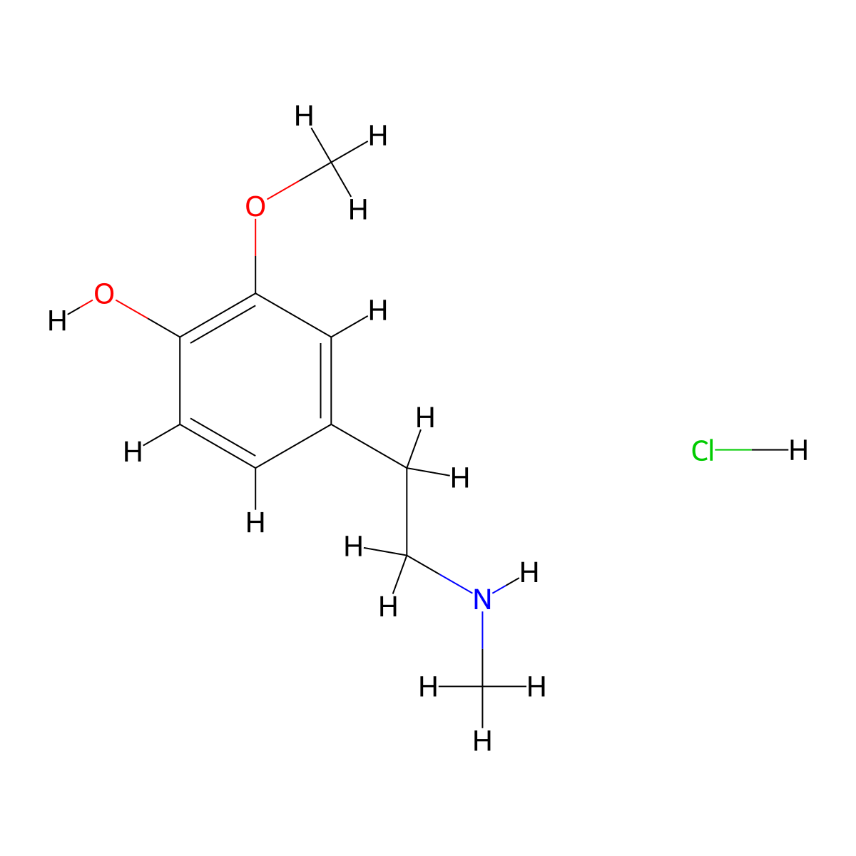 2-Methoxy-4-[2-(methylamino)ethyl]phenol hydrochloride molecular structure, CAS 35266-65-0