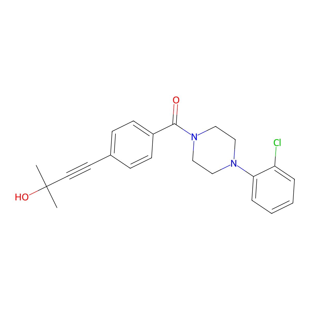 [4-(2-Chlorophenyl)piperazin-1-yl]-[4-(3-hydroxy-3-methylbut-1-ynyl)phenyl]methanone molecular structure, CAS 352660-02-7