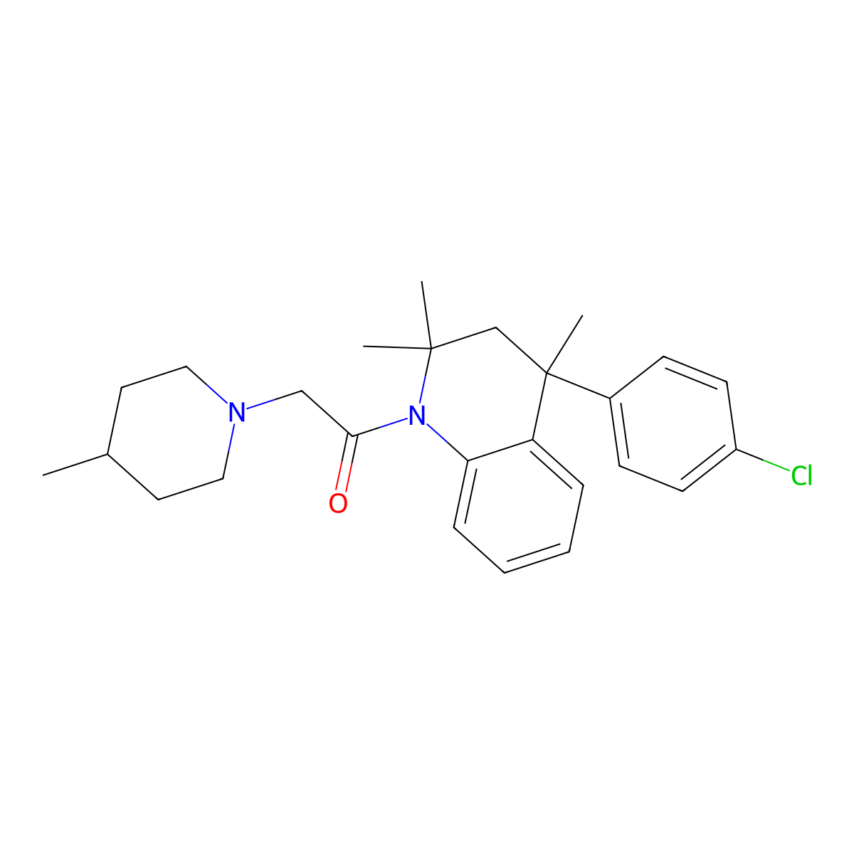 1-[4-(4-chlorophenyl)-2,2,4-trimethyl-3H-quinolin-1-yl]-2-(4-methylpiperidin-1-yl)ethanone molecular structure, CAS 352660-15-2