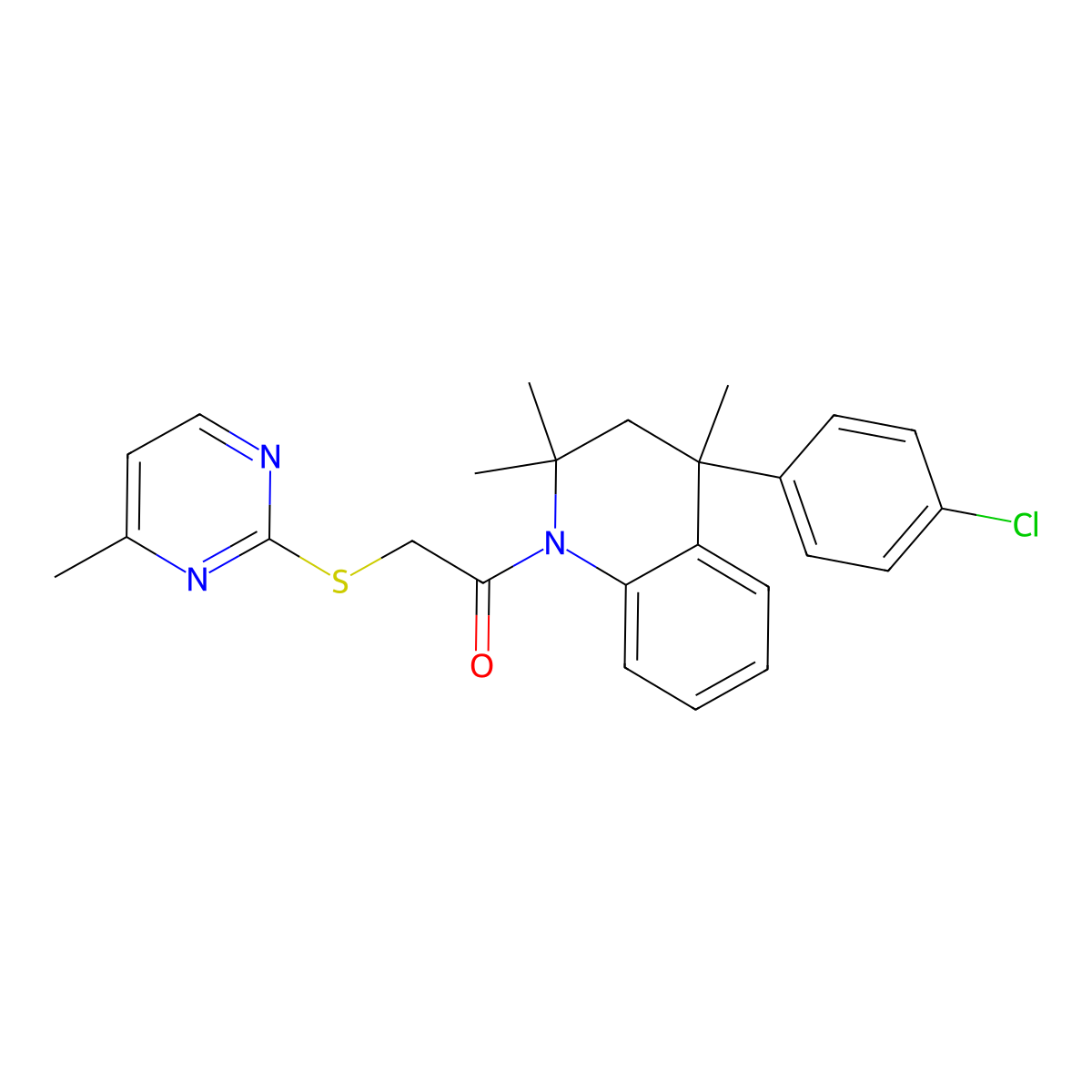 1-[4-(4-chlorophenyl)-2,2,4-trimethyl-3,4-dihydroquinolin-1(2H)-yl]-2-[(4-methylpyrimidin-2-yl)sulfanyl]ethanone molecular structure, CAS 352660-16-3