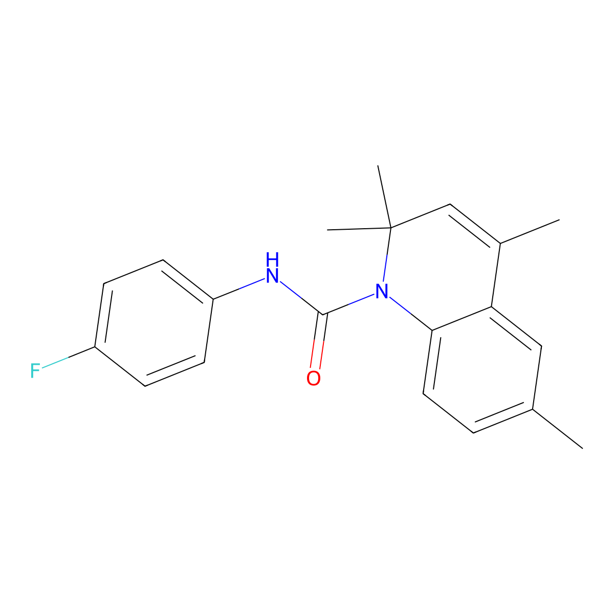 N-(4-fluorophenyl)-2,2,4,6-tetramethylquinoline-1(2H)-carboxamide molecular structure, CAS 352660-18-5
