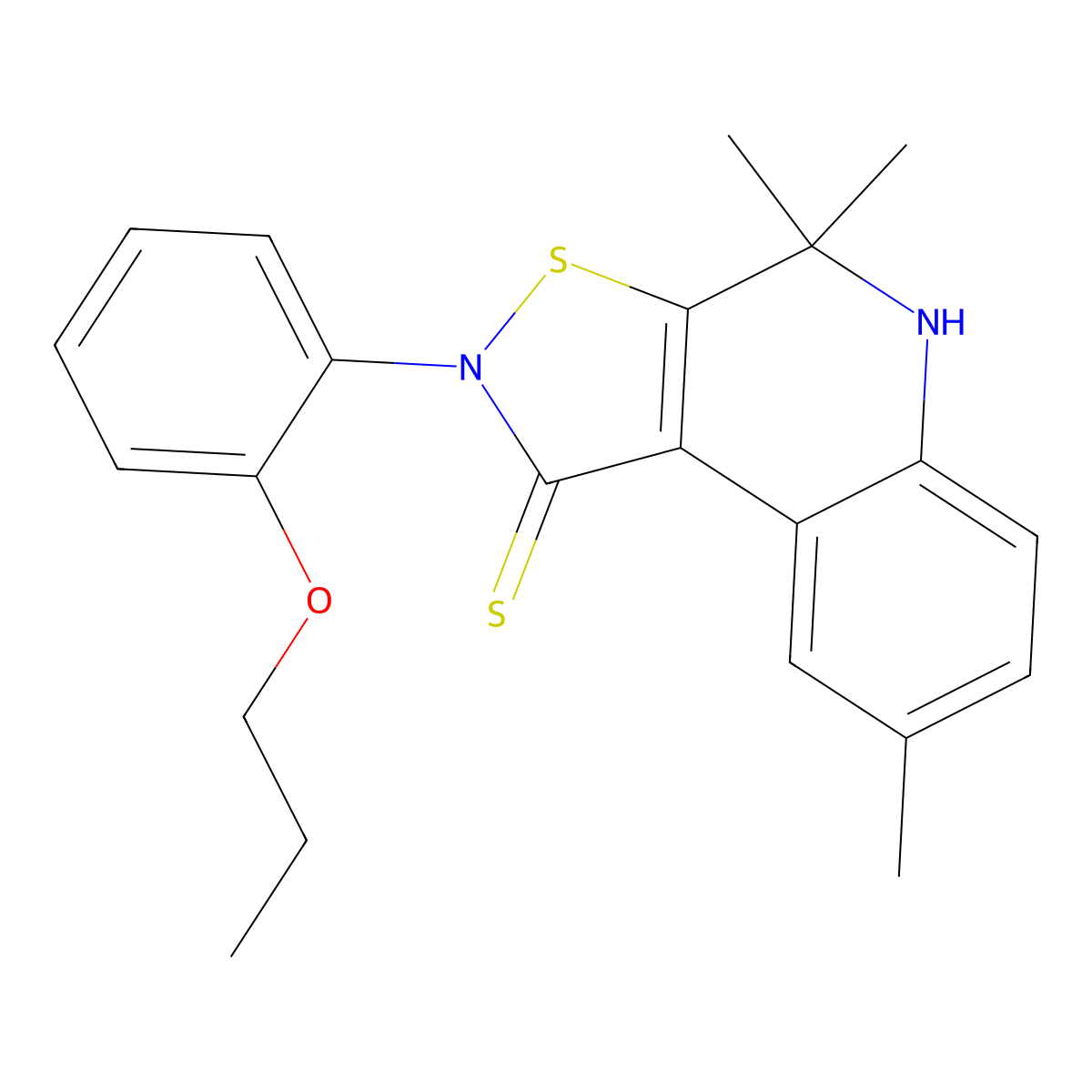 4,4,8-trimethyl-2-(2-propoxyphenyl)-4,5-dihydroisothiazolo[5,4-c]quinoline-1(2H)-thione molecular structure, CAS 352660-24-3