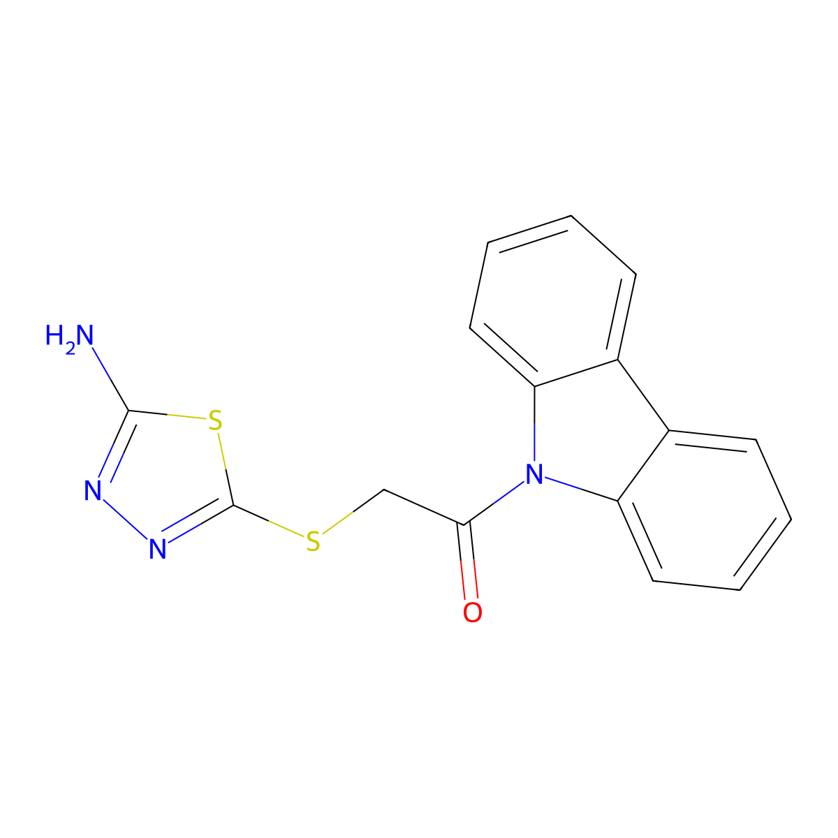 2-(5-Amino-[1,3,4]thiadiazol-2-ylsulfanyl)-1-carbazol-9-yl-ethanone molecular structure, CAS 352660-28-7