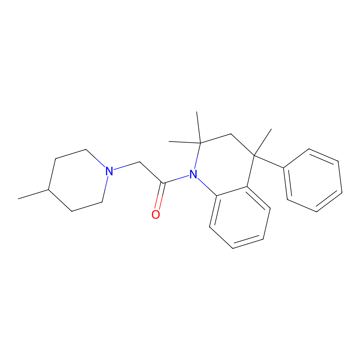 2,2,4-Trimethyl-1-[(4-methyl-1-piperidinyl)acetyl]-4-phenyl-1,2,3,4-tetrahydroquinoline molecular structure, CAS 352660-39-0