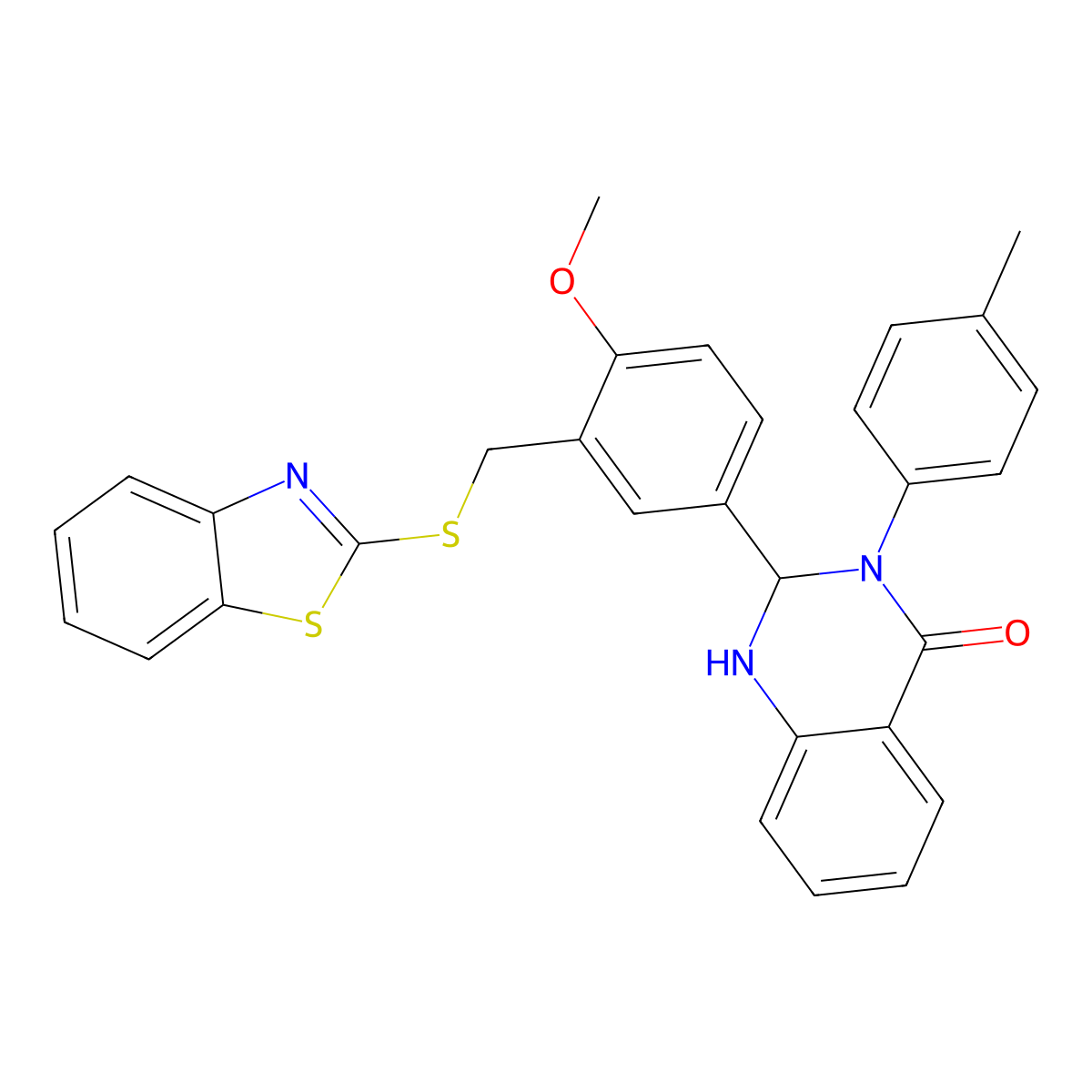 2-[3-(1,3-Benzothiazol-2-ylsulfanylmethyl)-4-methoxyphenyl]-3-(4-methylphenyl)-1,2-dihydroquinazolin-4-one molecular structure, CAS 352660-49-2