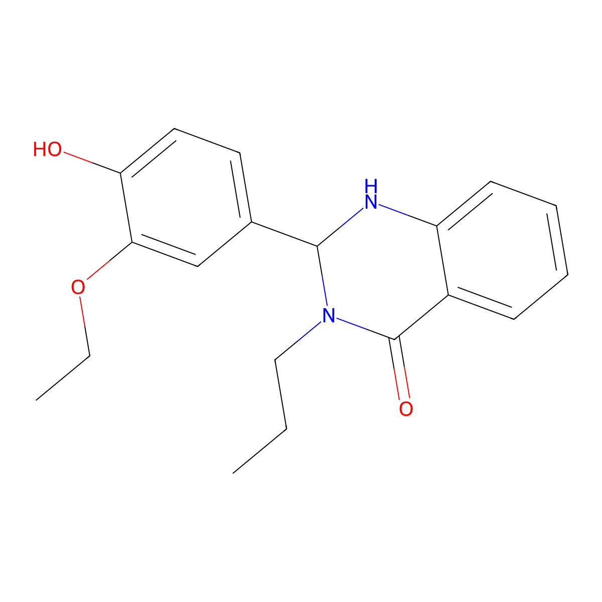 2-(3-ethoxy-4-hydroxyphenyl)-3-propyl-2,3-dihydroquinazolin-4(1H)-one molecular structure, CAS 352660-57-2