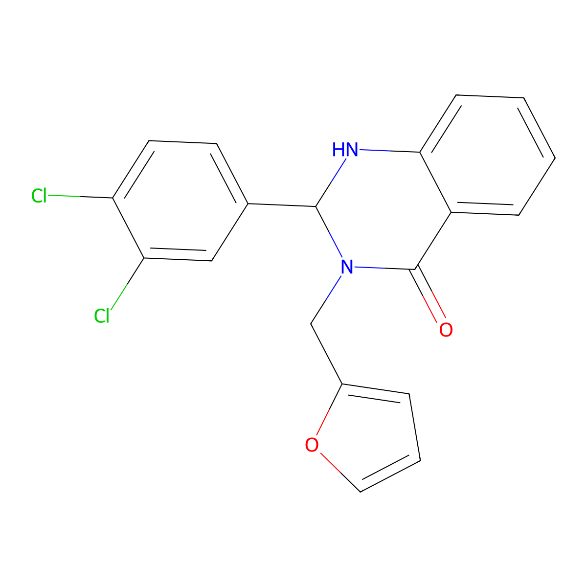 2-(3,4-dichlorophenyl)-3-(furan-2-ylmethyl)-2,3-dihydroquinazolin-4(1H)-one molecular structure, CAS 352660-64-1