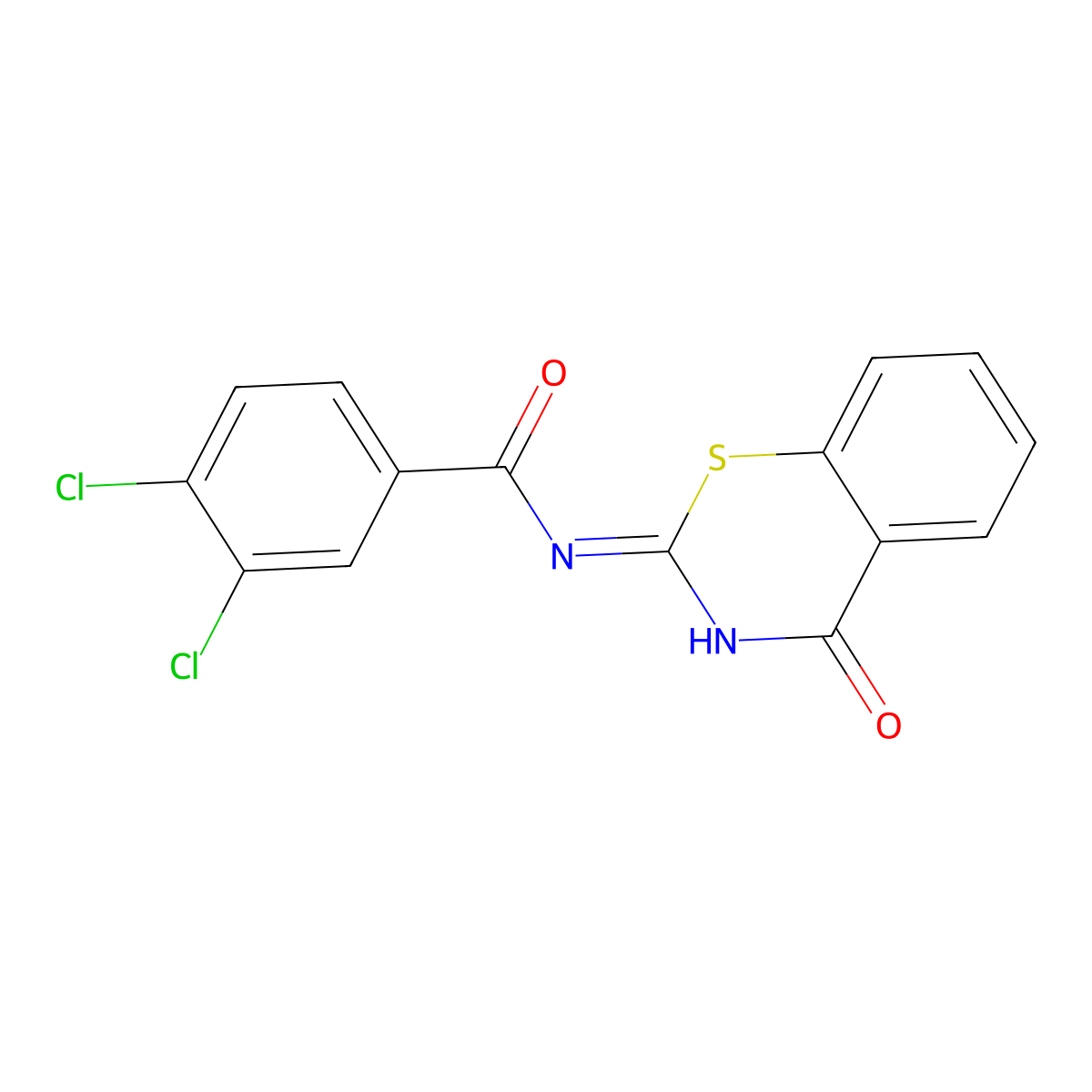 3,4-dichloro-N-(4-oxo-1,3-benzothiazin-2-yl)benzamide molecular structure, CAS 352660-86-7