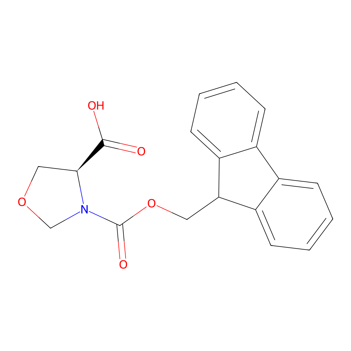 (S)-3-(((9H-Fluoren-9-yl)methoxy)carbonyl)oxazolidine-4-carboxylic acid molecular structure, CAS 352662-35-2