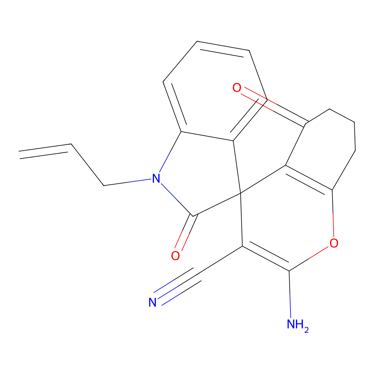 2-amino-2',5-dioxo-1'-prop-2-enylspiro[7,8-dihydro-6H-chromene-4,3'-indole]-3-carbonitrile molecular structure, CAS 352663-40-2