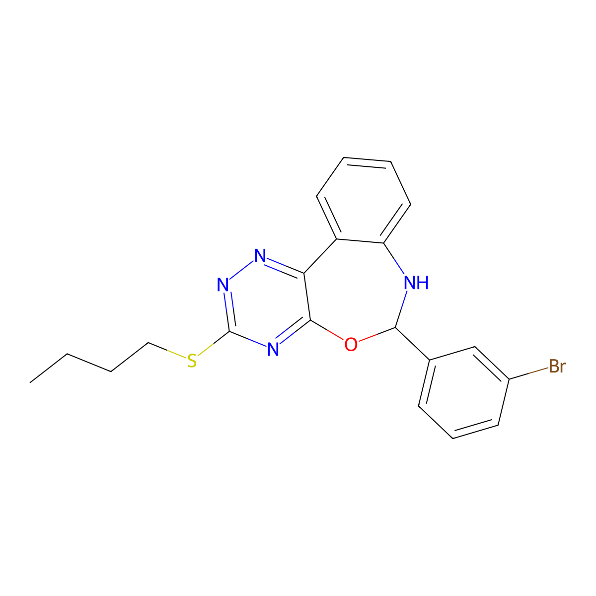 6-(3-Bromophenyl)-3-(butylsulfanyl)-6,7-dihydro[1,2,4]triazino[5,6-d][3,1]benzoxazepine molecular structure, CAS 352663-87-7