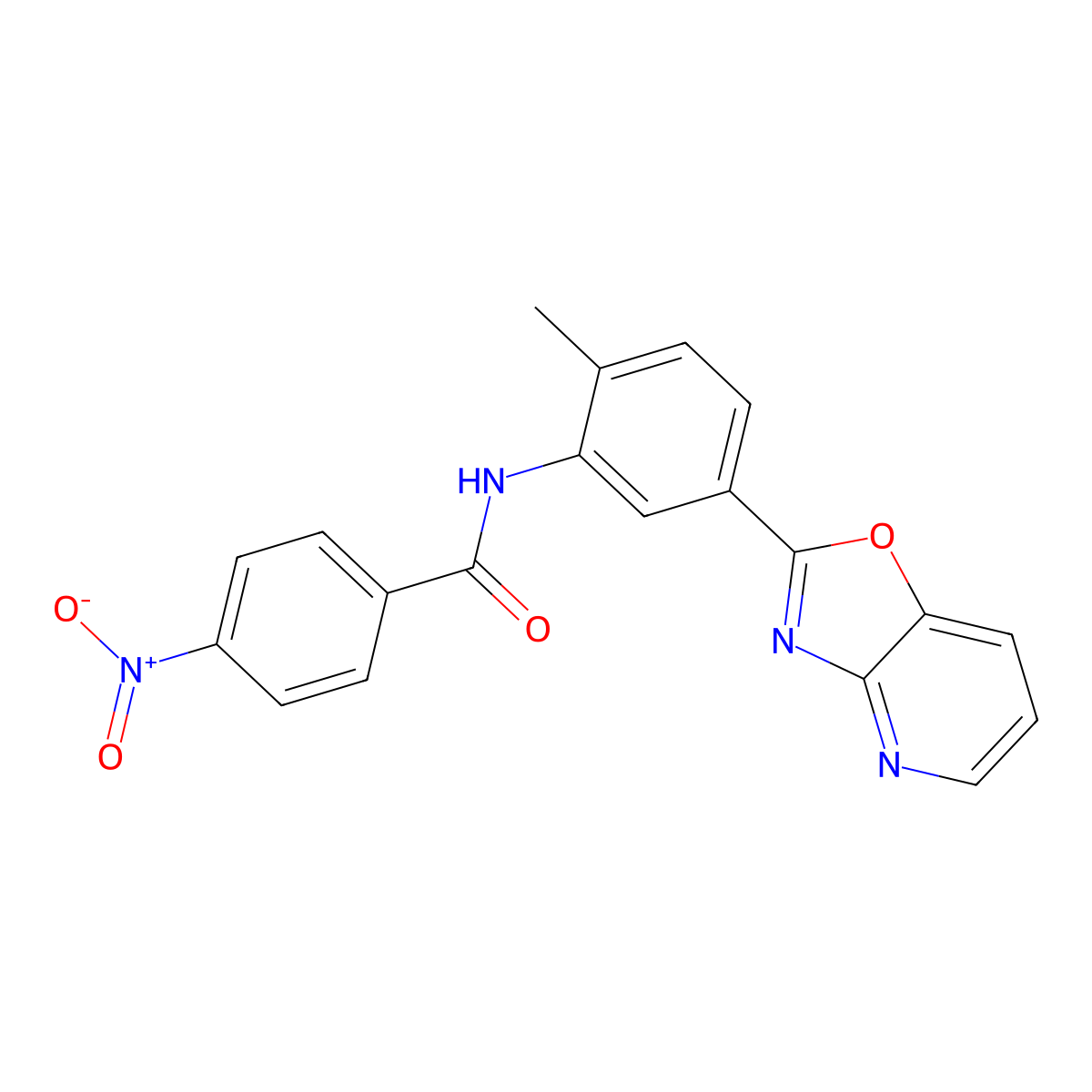 N-[2-methyl-5-([1,3]oxazolo[4,5-b]pyridin-2-yl)phenyl]-4-nitrobenzamide molecular structure, CAS 352663-98-0