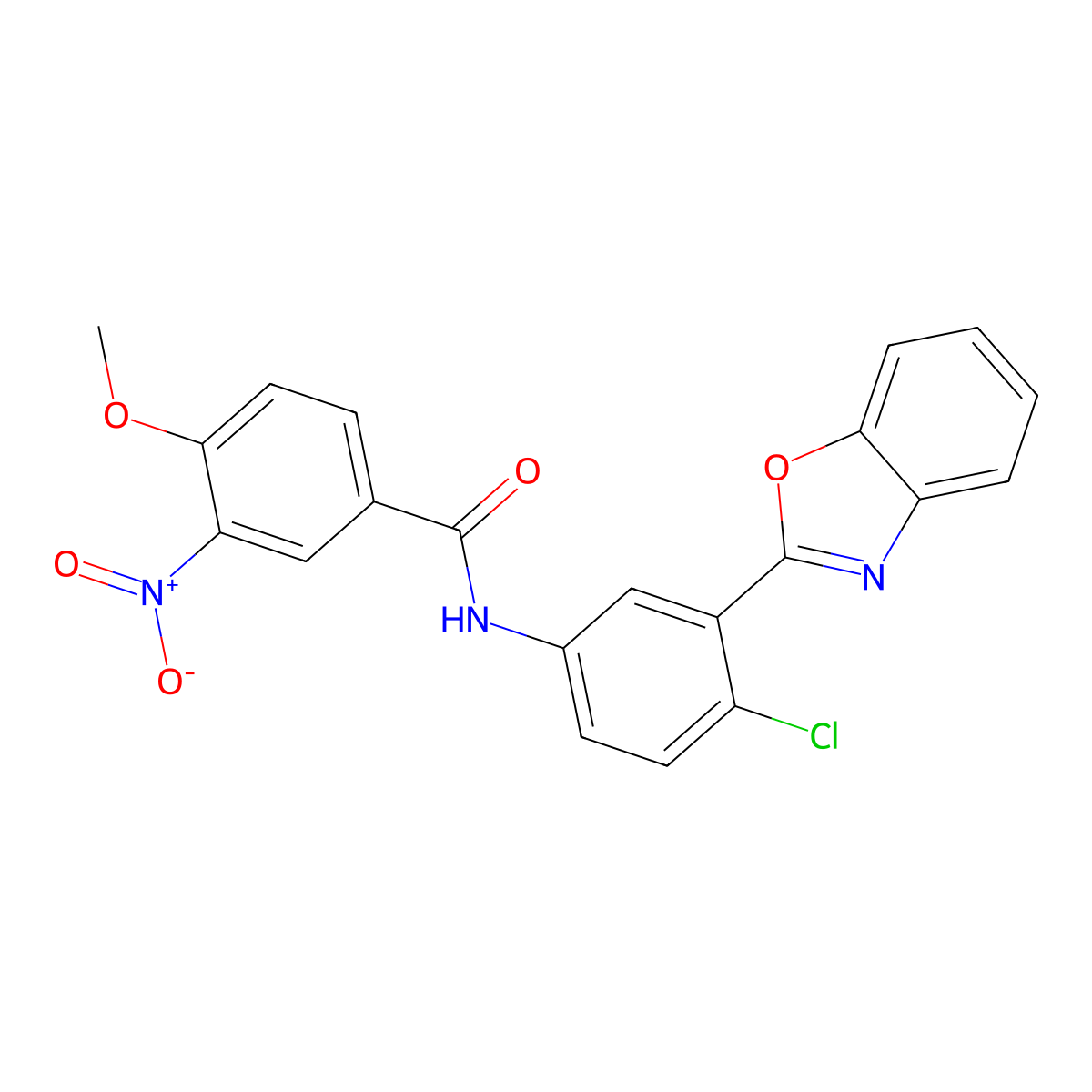 N-[3-(1,3-benzoxazol-2-yl)-4-chlorophenyl]-4-methoxy-3-nitrobenzamide molecular structure, CAS 352664-20-1