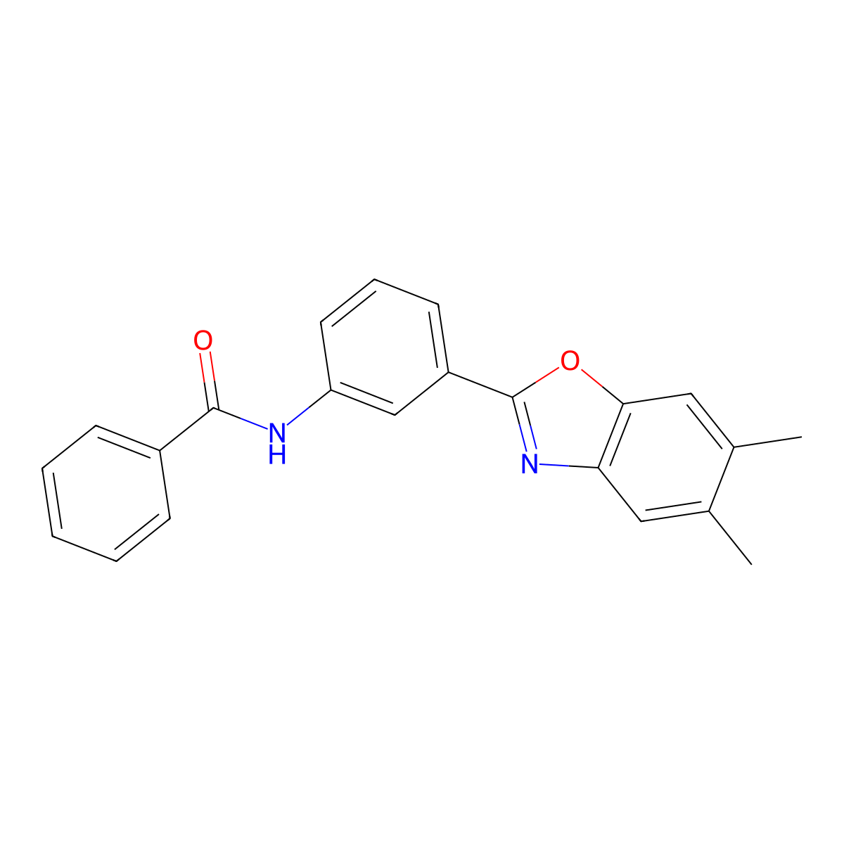 N-[3-(5,6-dimethyl-1,3-benzoxazol-2-yl)phenyl]benzamide molecular structure, CAS 352664-29-0