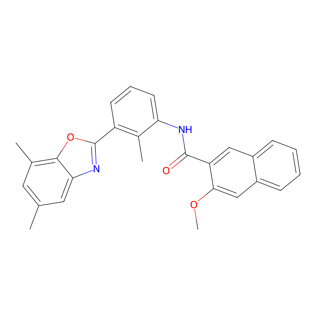 N-[3-(5,7-dimethyl-1,3-benzoxazol-2-yl)-2-methylphenyl]-3-methoxynaphthalene-2-carboxamide molecular structure, CAS 352664-36-9