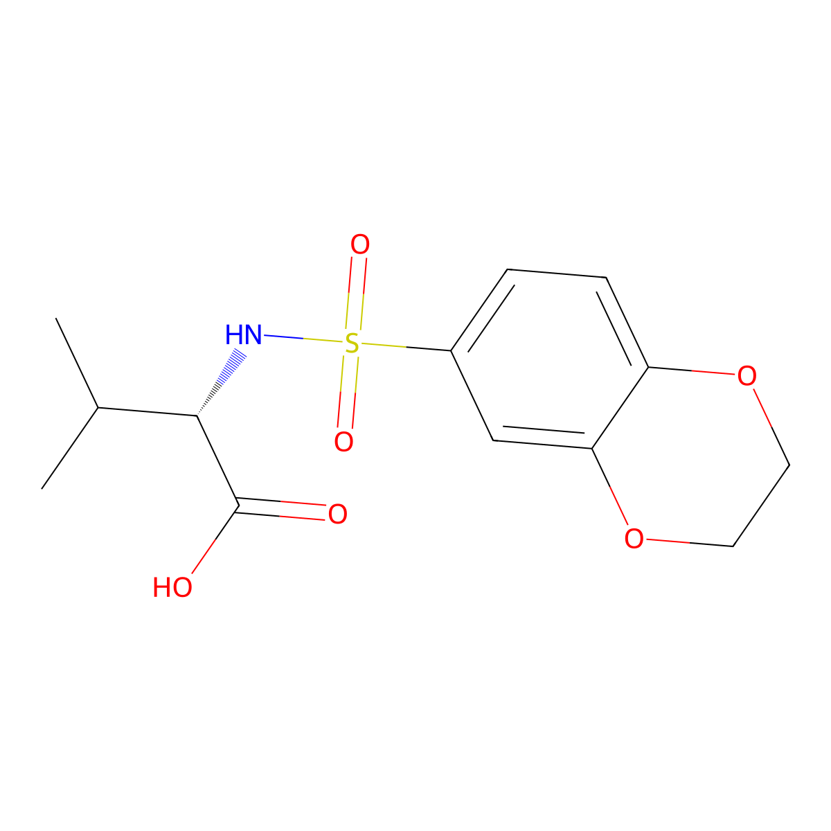 (2S)-2-(2,3-Dihydro-1,4-benzodioxine-6-sulfonamido)-3-methylbutanoic acid molecular structure, CAS 352665-93-1