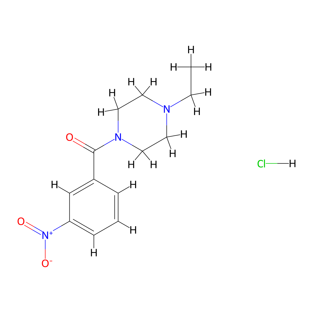 (4-Ethylpiperazin-1-yl)(3-nitrophenyl)methanone hydrochloride molecular structure, CAS 352666-04-7