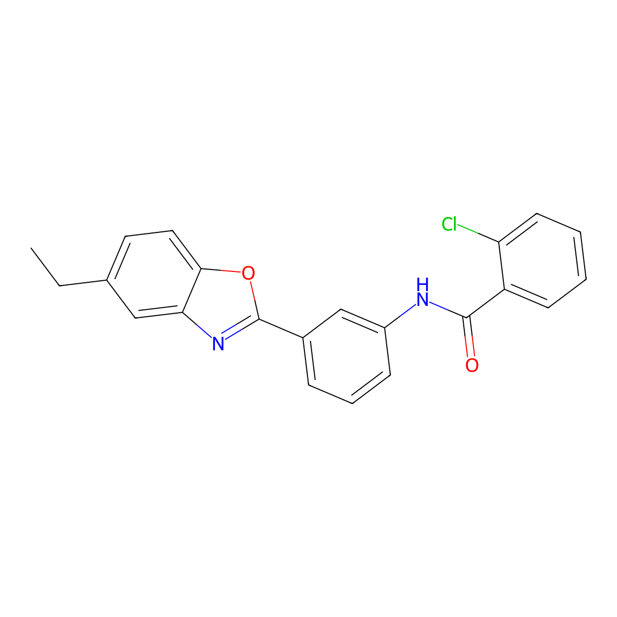 2-chloro-N-[3-(5-ethyl-1,3-benzoxazol-2-yl)phenyl]benzamide molecular structure, CAS 352666-31-0
