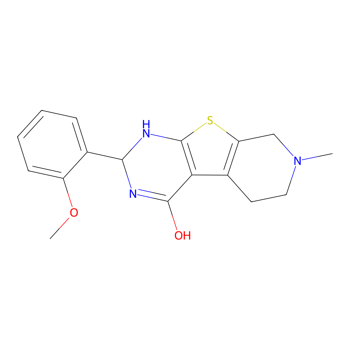 2-(2-Methoxyphenyl)-7-methyl-1,2,5,6,7,8-hexahydropyrido[4',3':4,5]thieno[2,3-d]pyrimidin-4-ol molecular structure, CAS 352666-58-1