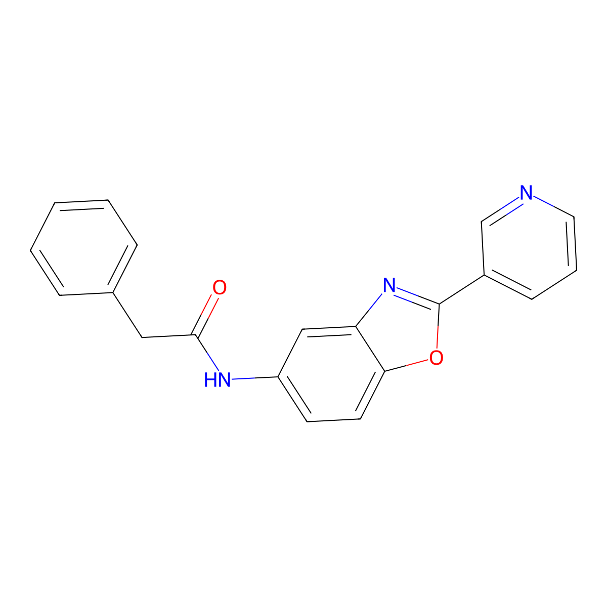 2-phenyl-N-(2-pyridin-3-yl-1,3-benzoxazol-5-yl)acetamide molecular structure, CAS 352666-72-9