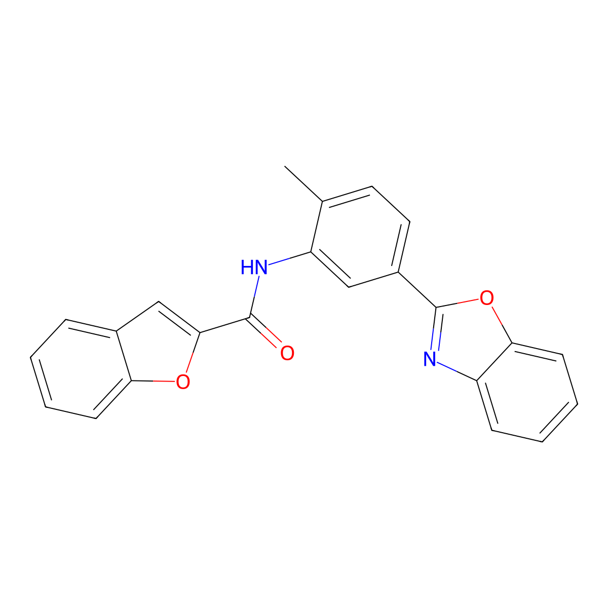 N-[5-(1,3-benzoxazol-2-yl)-2-methylphenyl]-1-benzofuran-2-carboxamide molecular structure, CAS 352666-74-1