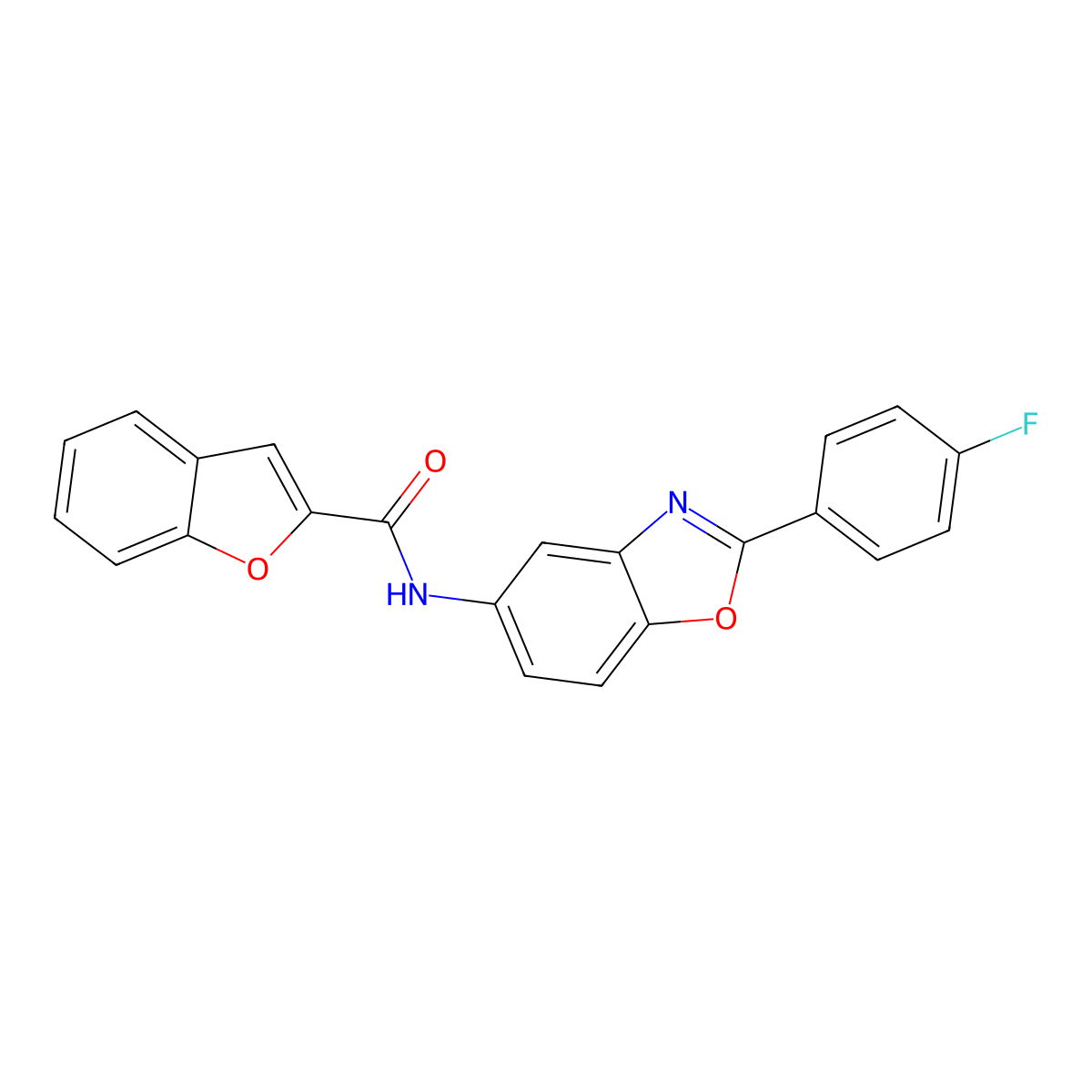 N-[2-(4-fluorophenyl)-1,3-benzoxazol-5-yl]-1-benzofuran-2-carboxamide molecular structure, CAS 352666-75-2