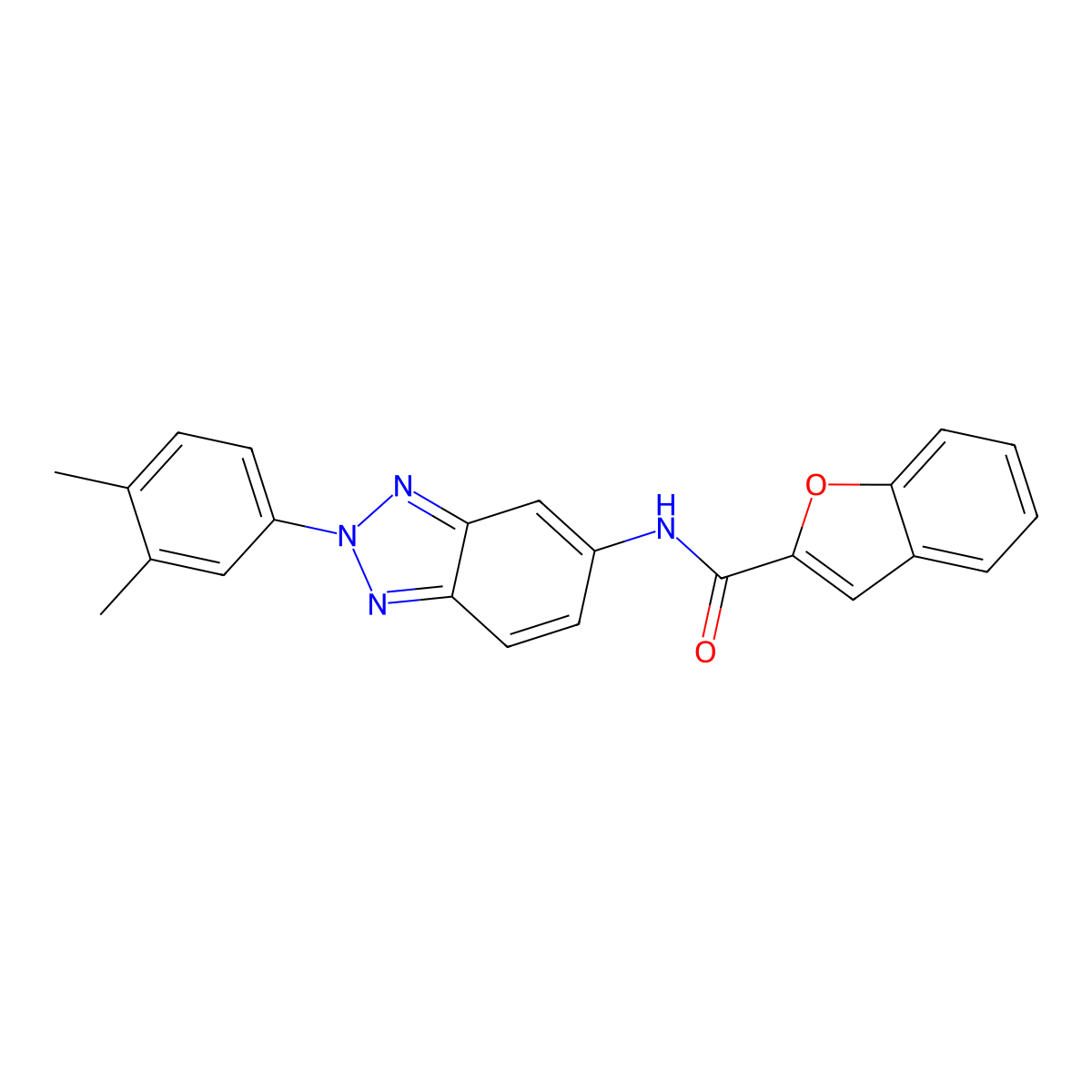 N-[2-(3,4-dimethylphenyl)benzotriazol-5-yl]-1-benzofuran-2-carboxamide molecular structure, CAS 352666-76-3
