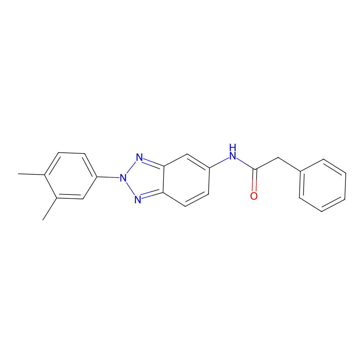N-[2-(3,4-dimethylphenyl)benzotriazol-5-yl]-2-phenylacetamide molecular structure, CAS 352666-80-9